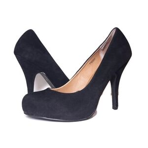 💠ATMOSPHERE Velvet High Heel Shoes Solid Black Round Toe